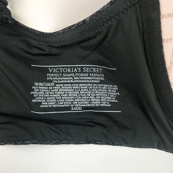 Victoria's Secret 34DD Perfect Shape Black Bra Lined Underwire Adjustable Straps - Picture 8 of 10
